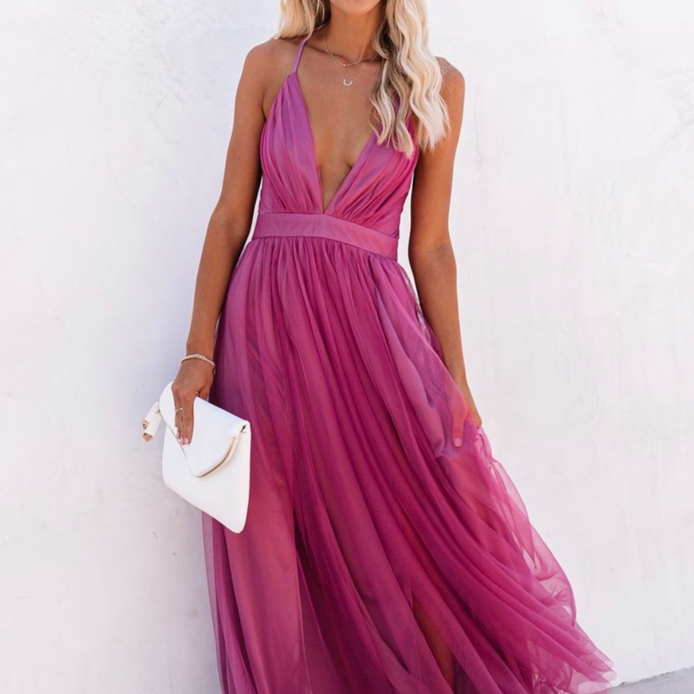 VICI Petal Dust Maxi Dress in magenta pink